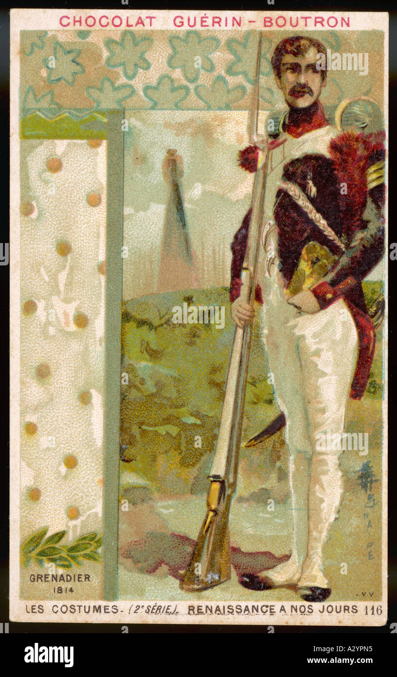 Granatiere Napoleone 1814 Foto Stock