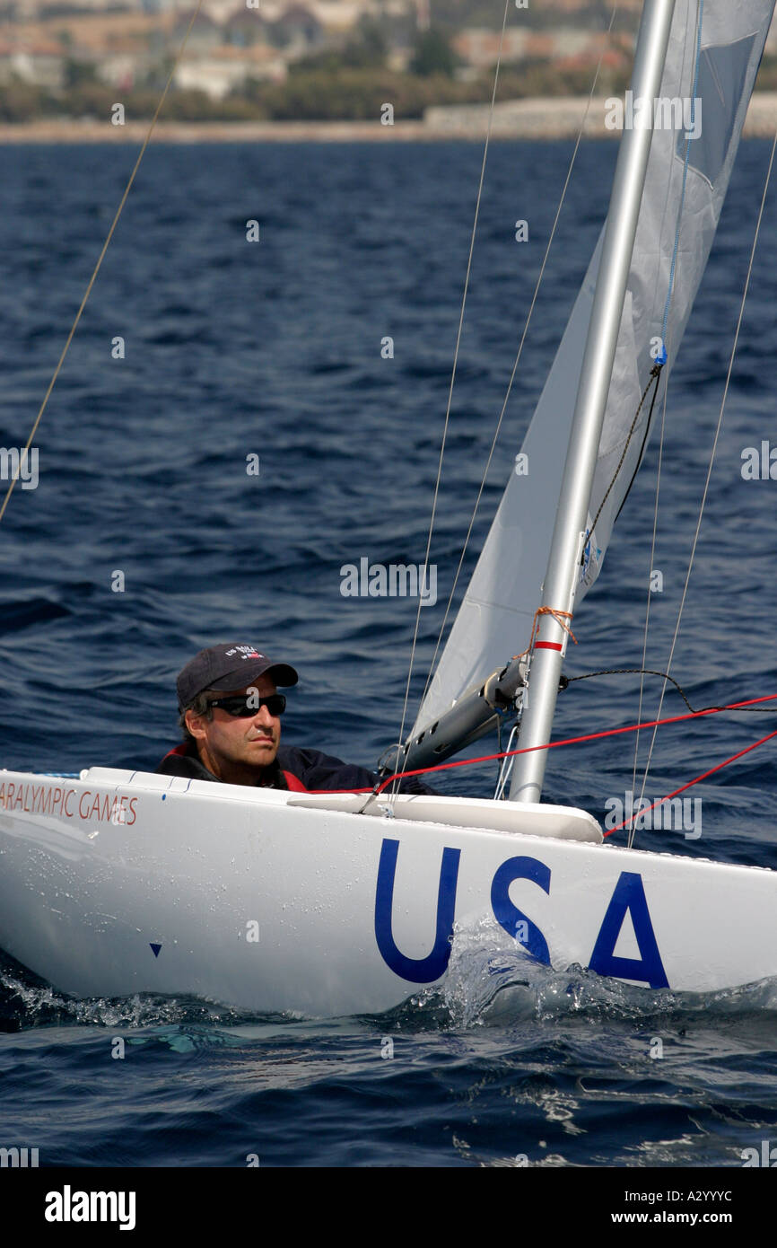 Thomas marrone dell'USA compete in gara 3 di miscela di 2 4SIGNOR categoria aperta durante la Atene 2004 Giochi Paralimpici Foto Stock