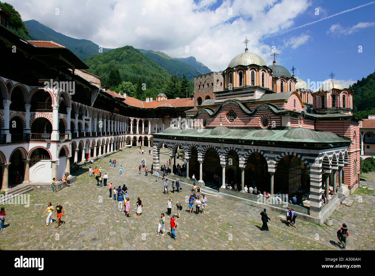 Il monastero di Rila montagne Bulgaria Repubblica Popolare della penisola balcanica in Europa il viaggio in Terra Santa Icona del turismo iconico colore immagine Foto Stock