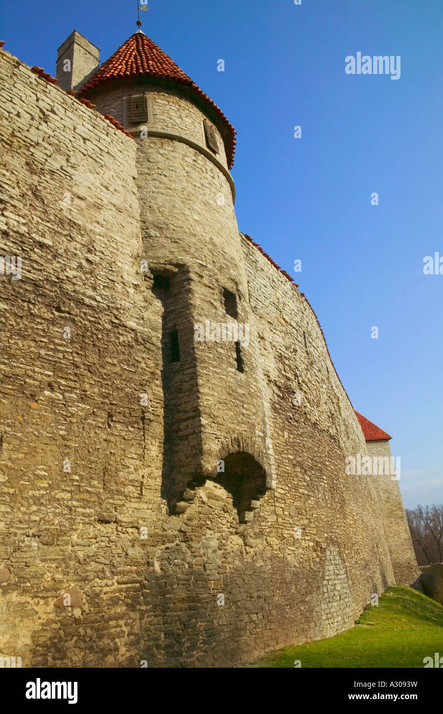 Cinta muraria con torri Tallinn Estonia Foto Stock