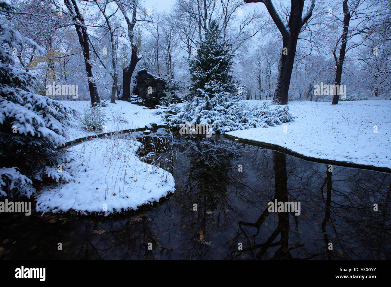 Coperta di neve Letna Park in inverno a Praga Repubblica Ceca Foto Stock