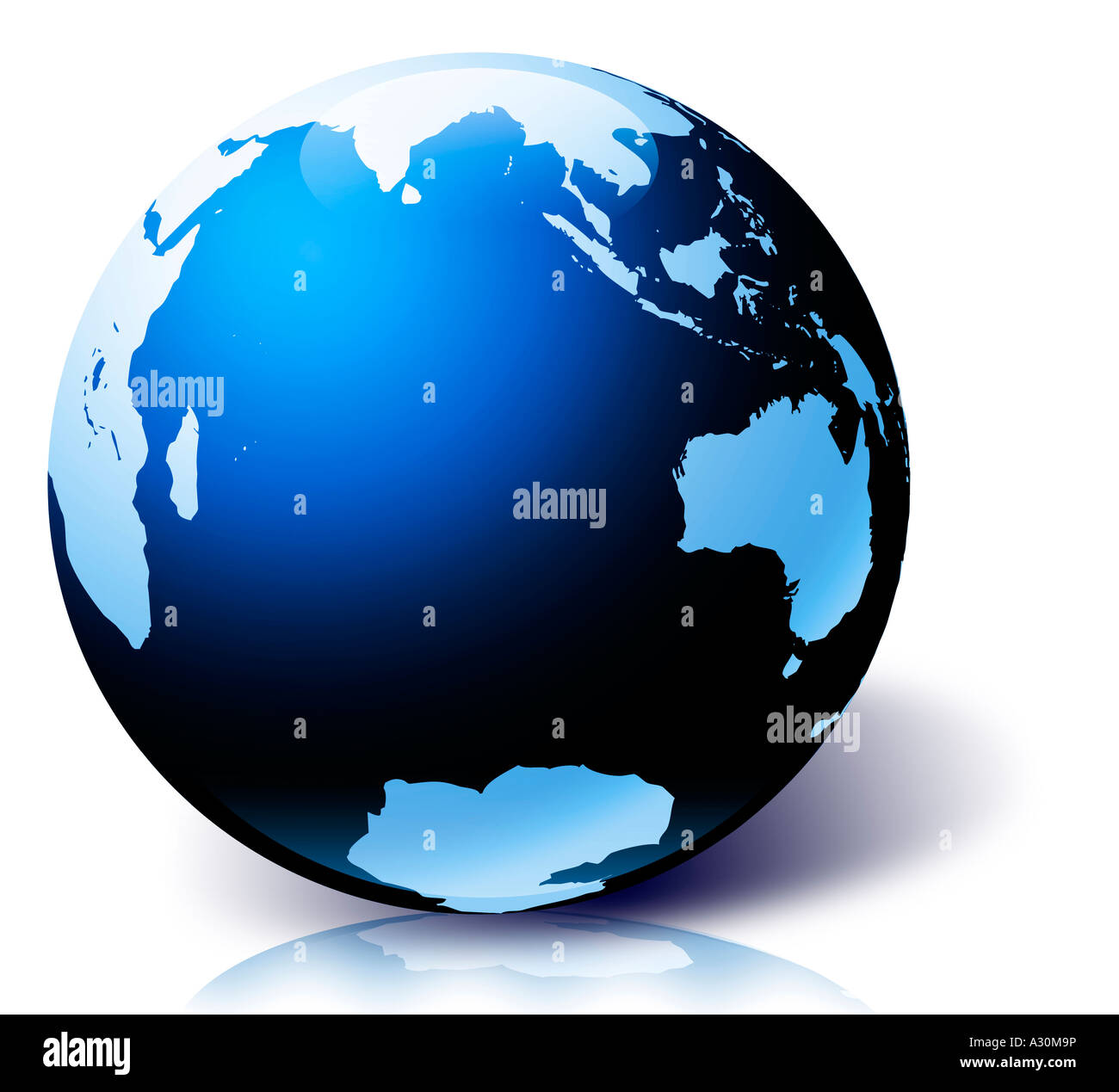 Globo con vista dell'Oceano Indiano meridionale Antartide Australia e Africa Foto Stock