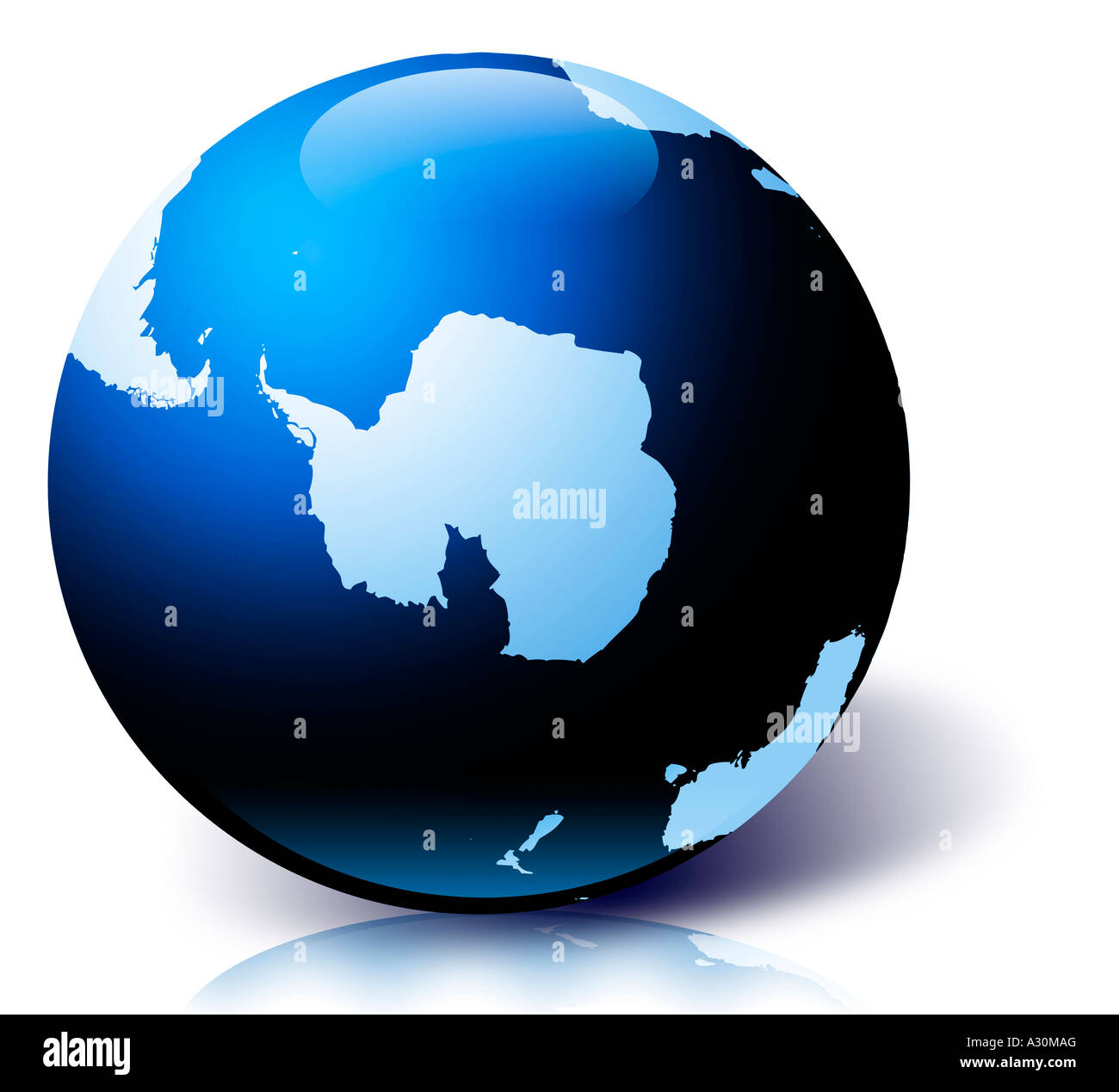 Globo con vista di Antartide Foto Stock