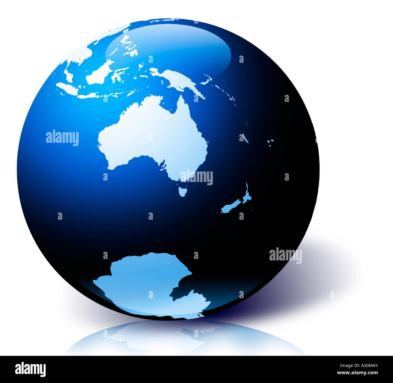 Globo con vista di Australia Indonesia e Antartide Foto Stock