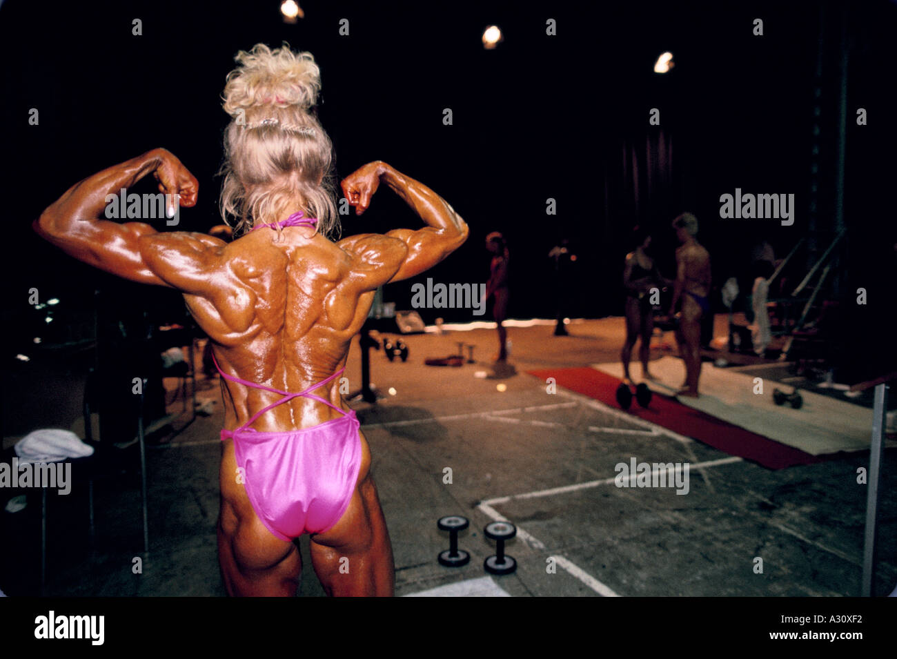 Bodybuilding uk del campionato britannico London Wembley alba charlton il leggero miss gran bretagna 1996 Foto Stock
