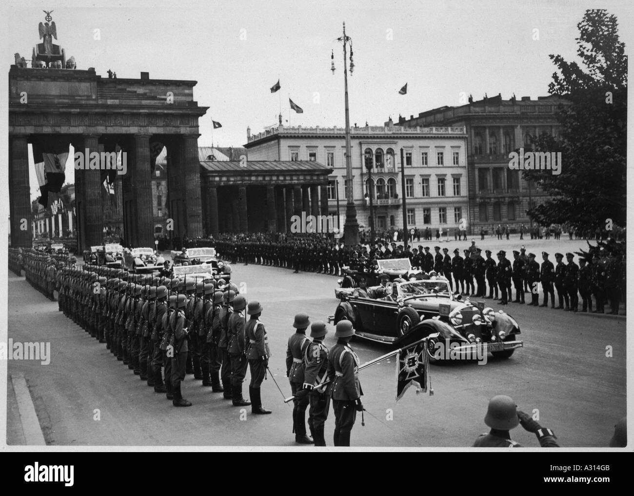 Hitler Mussolini Parade Foto Stock