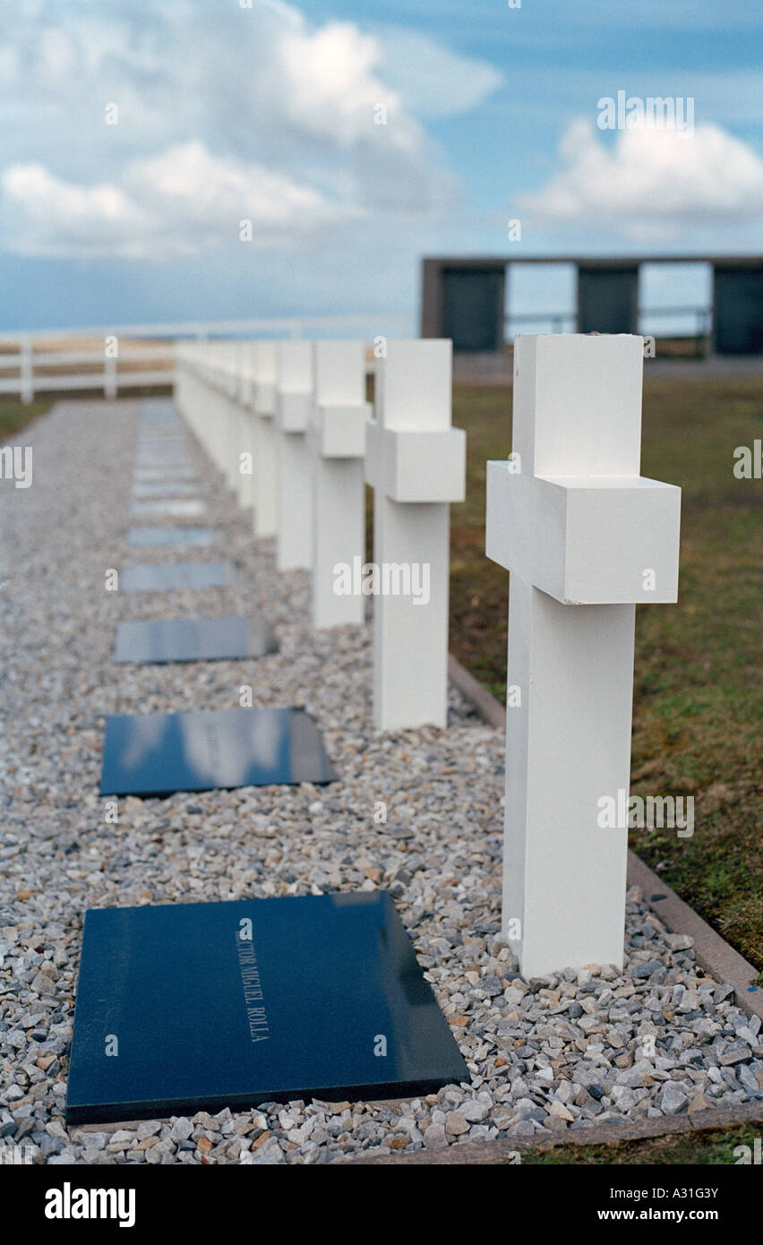 Militari argentini cimitero, (Cementerio de Darwin) Darwin, East Falkland, Isole Falkland, Sud Atlantico Foto Stock