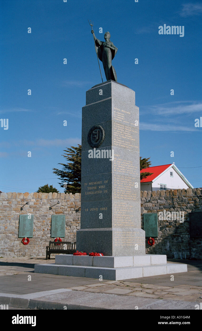 Il Monumento della Liberazione, Stanley, Isole Falkland, Sud Atlantico Foto Stock
