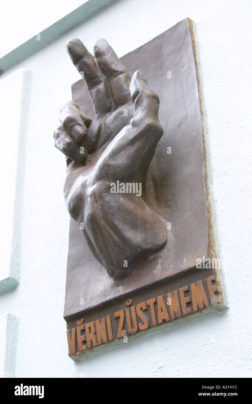 Esercito ceco motto: "Noi restiamo fedeli' Praga Repubblica Ceca Foto Stock