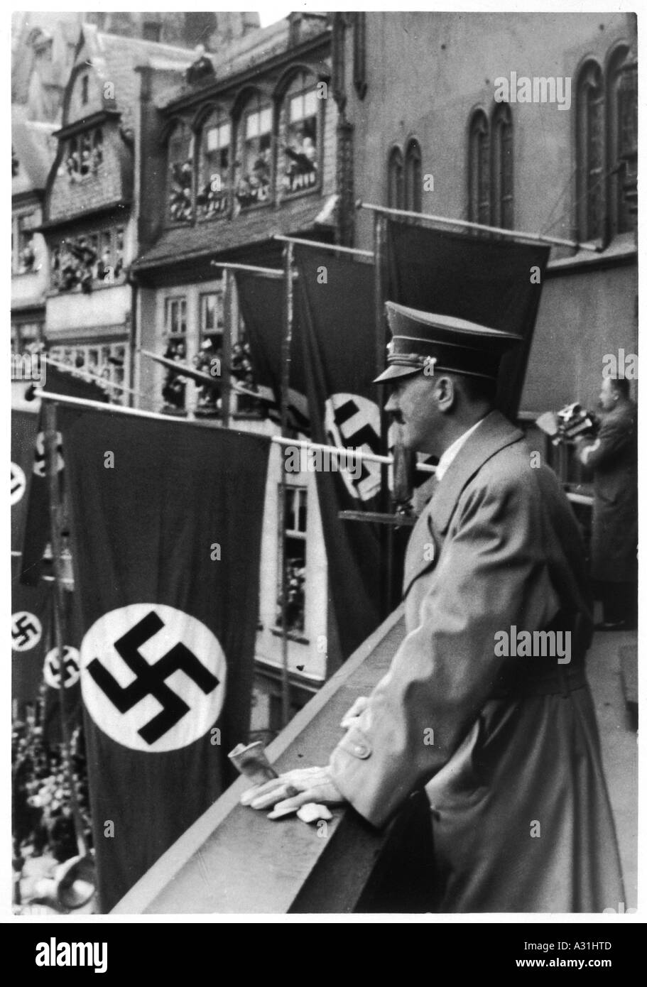 Hitler sul balcone Foto Stock