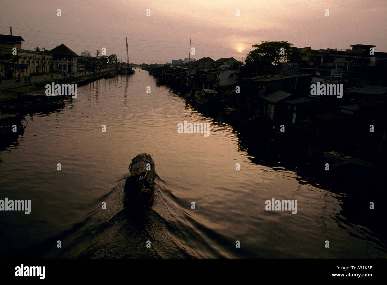 Delta del Mekong vietnam canali in cantiere di Ho chi minh city 1996 Foto Stock