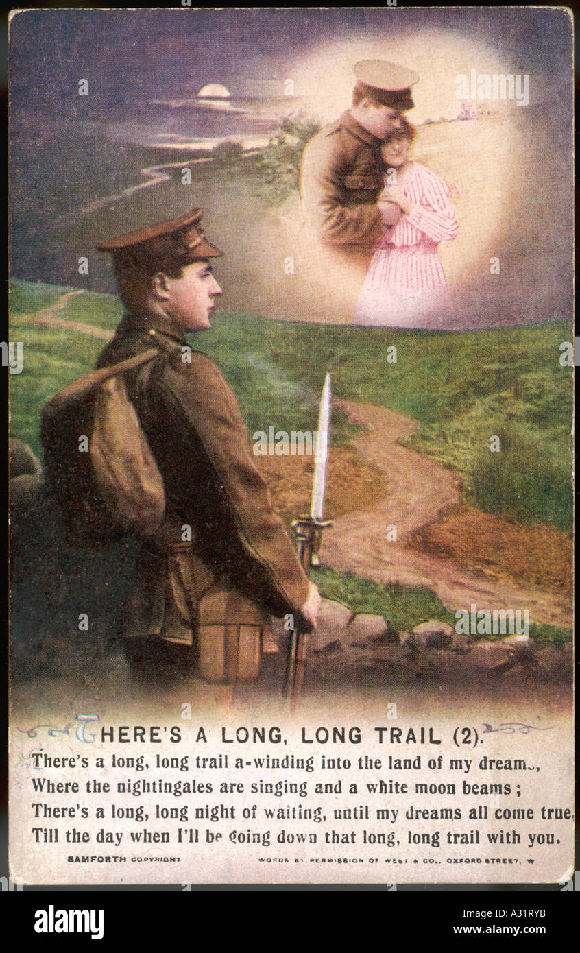 Ww1 Cartolina lungo sentiero Foto Stock