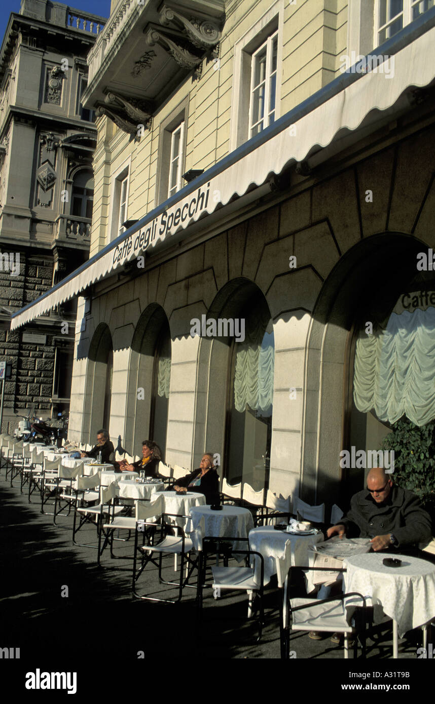 Caffé degli Specchi Unità d Italia Piazza Trieste Friuli Venezia Giulia Italia Foto Stock