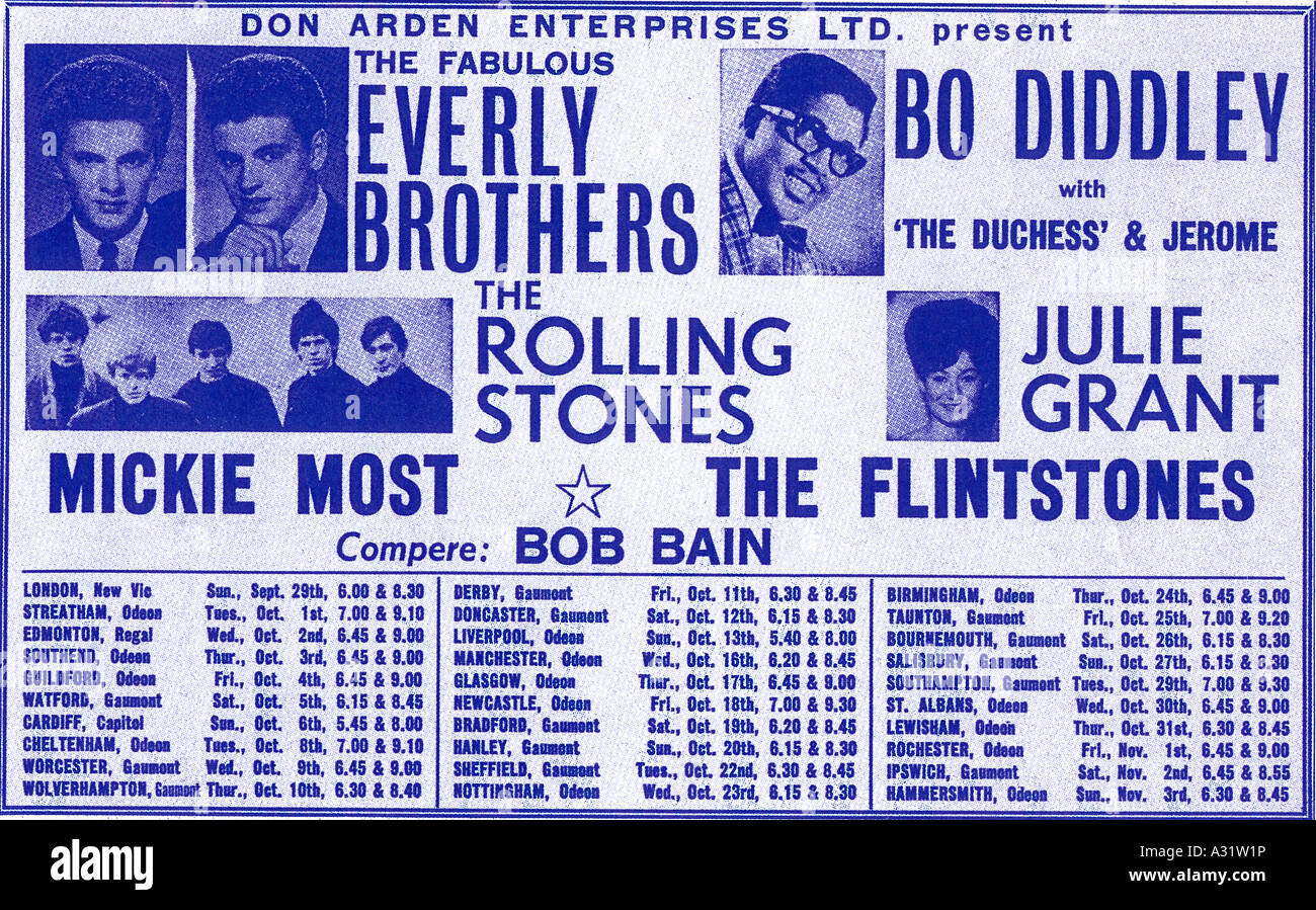 EVERLY BROTHERS poster di promozione loro 1963 tour del Regno Unito Foto Stock