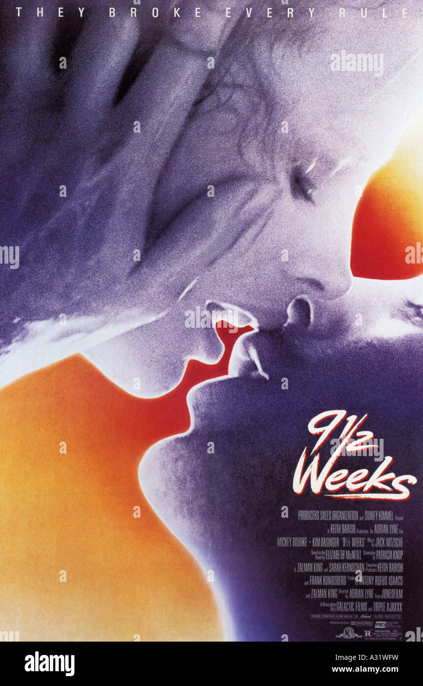 Nove settimane e mezza poster per 1986 MGM/UA film con Mickey Rourke e Kim Bassinger Foto Stock