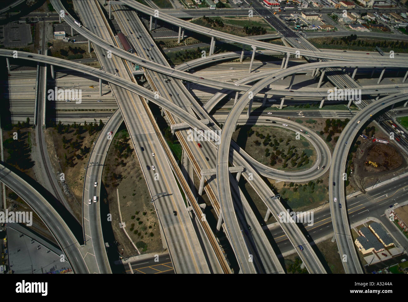 Vista aerea del porto di Interscambio superstrada Los Angeles California Foto Stock