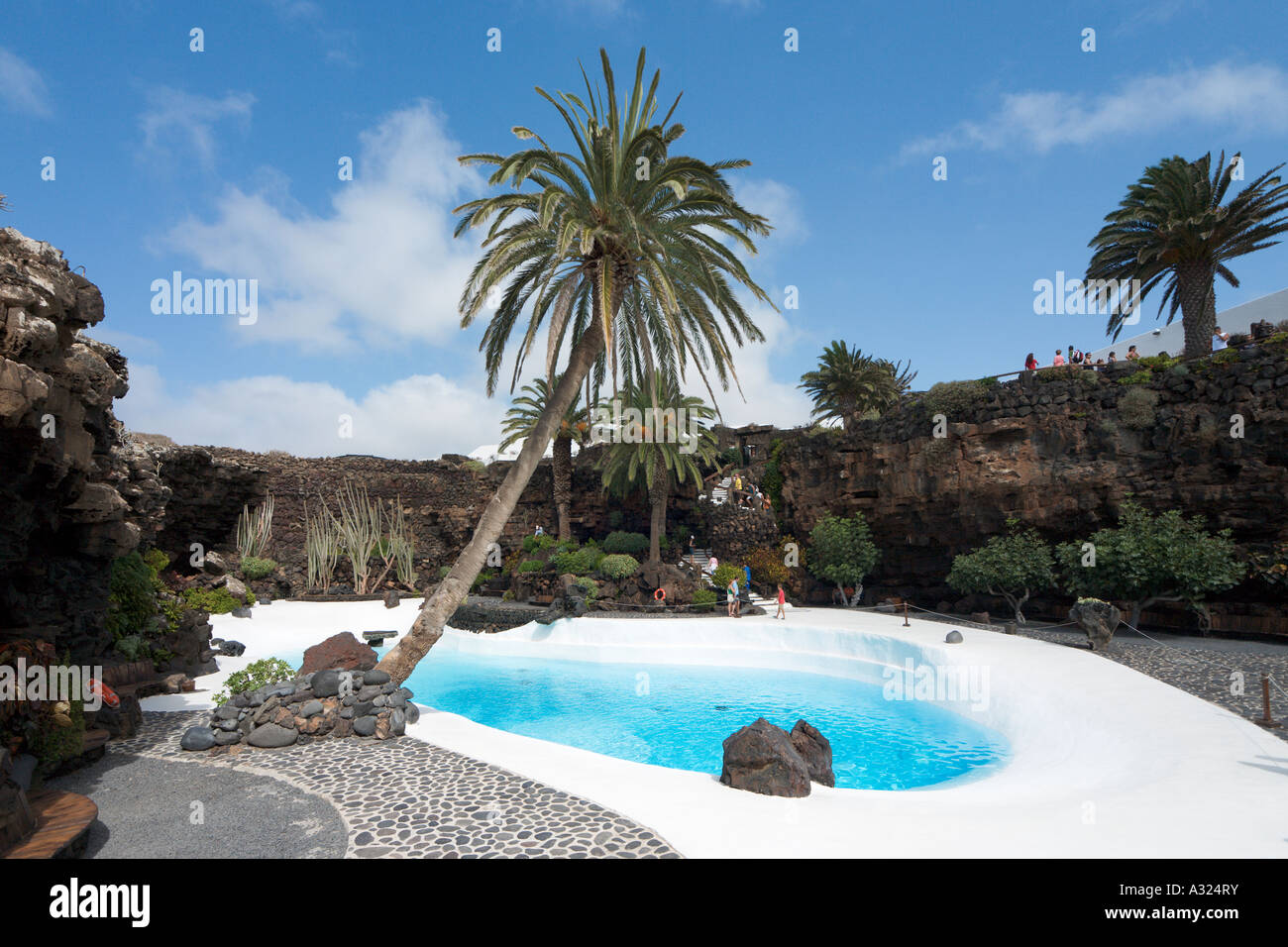 Piscina in Jameo Grande, Jameos del Agua, Lanzarote, Isole Canarie, Spagna Foto Stock