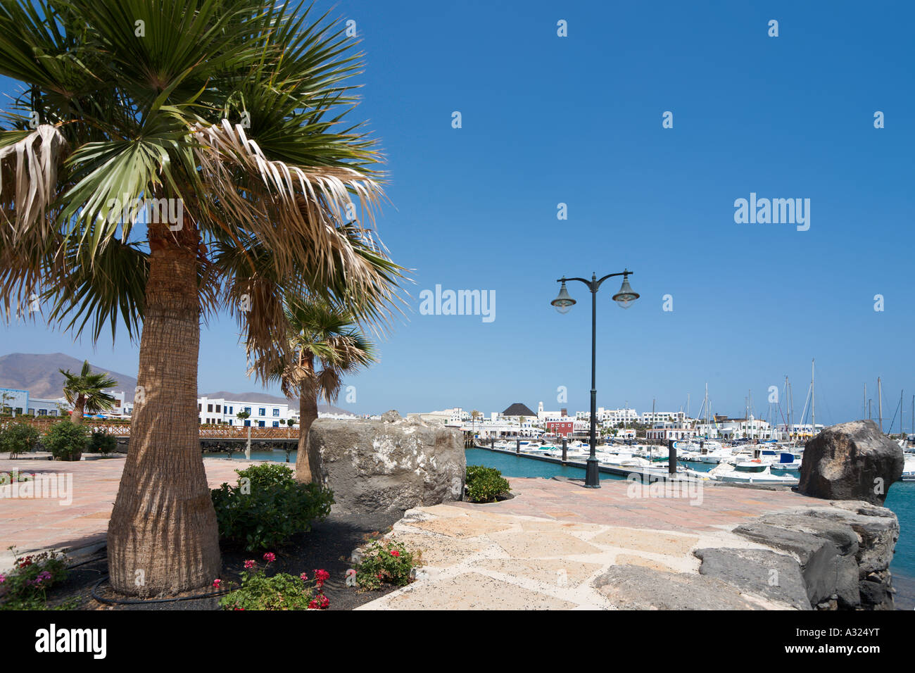 Puerto deportivo Marina Rubicon, Playa Blanca, Lanzarote, Isole Canarie, Spagna Foto Stock