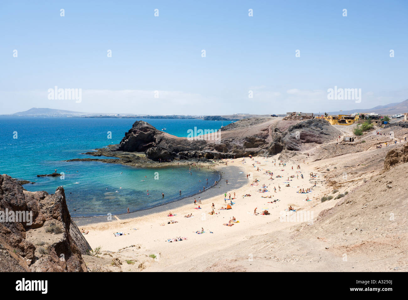 Playa de Papagayo vicino a Playa Blanca, Lanzarote, Isole Canarie, Spagna Foto Stock
