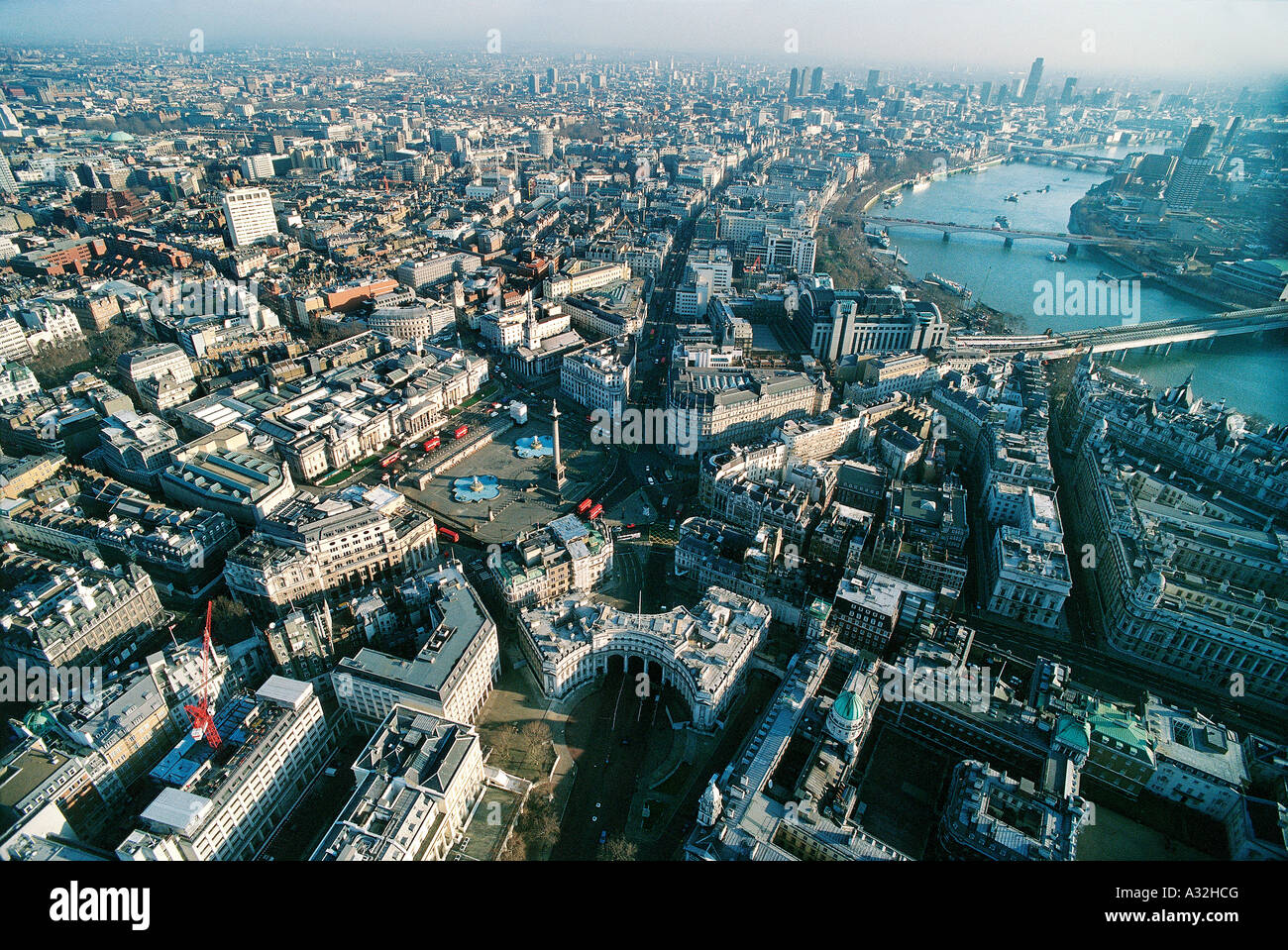Vista aerea di Trafalgar Square, London, Regno Unito Foto Stock