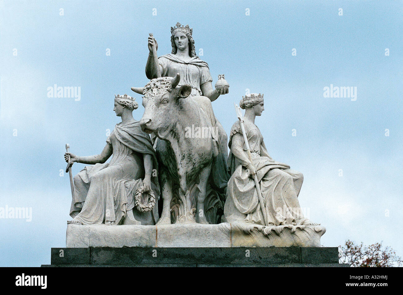 Europa scultura, Albert Memorial statue, London, Regno Unito Foto Stock