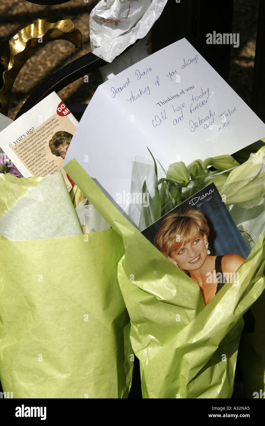 Omaggi a Diana dopo l'incidente, London, Regno Unito Foto Stock