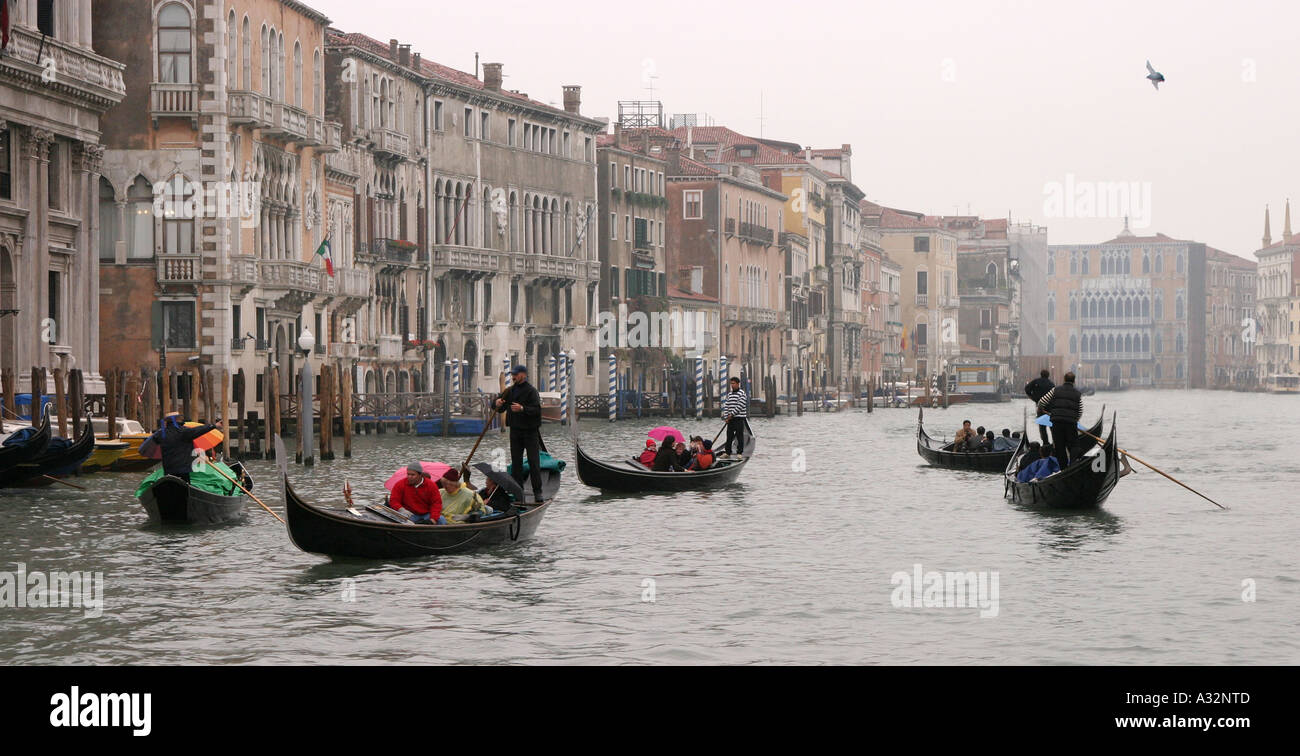 Le gondole del Canal Grande di Venezia, Italia Foto Stock