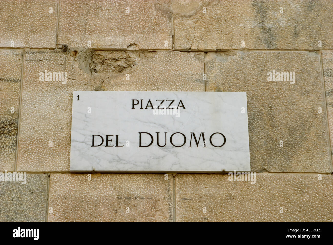 Piazza del Duomo strada segno Milano Italia Foto Stock