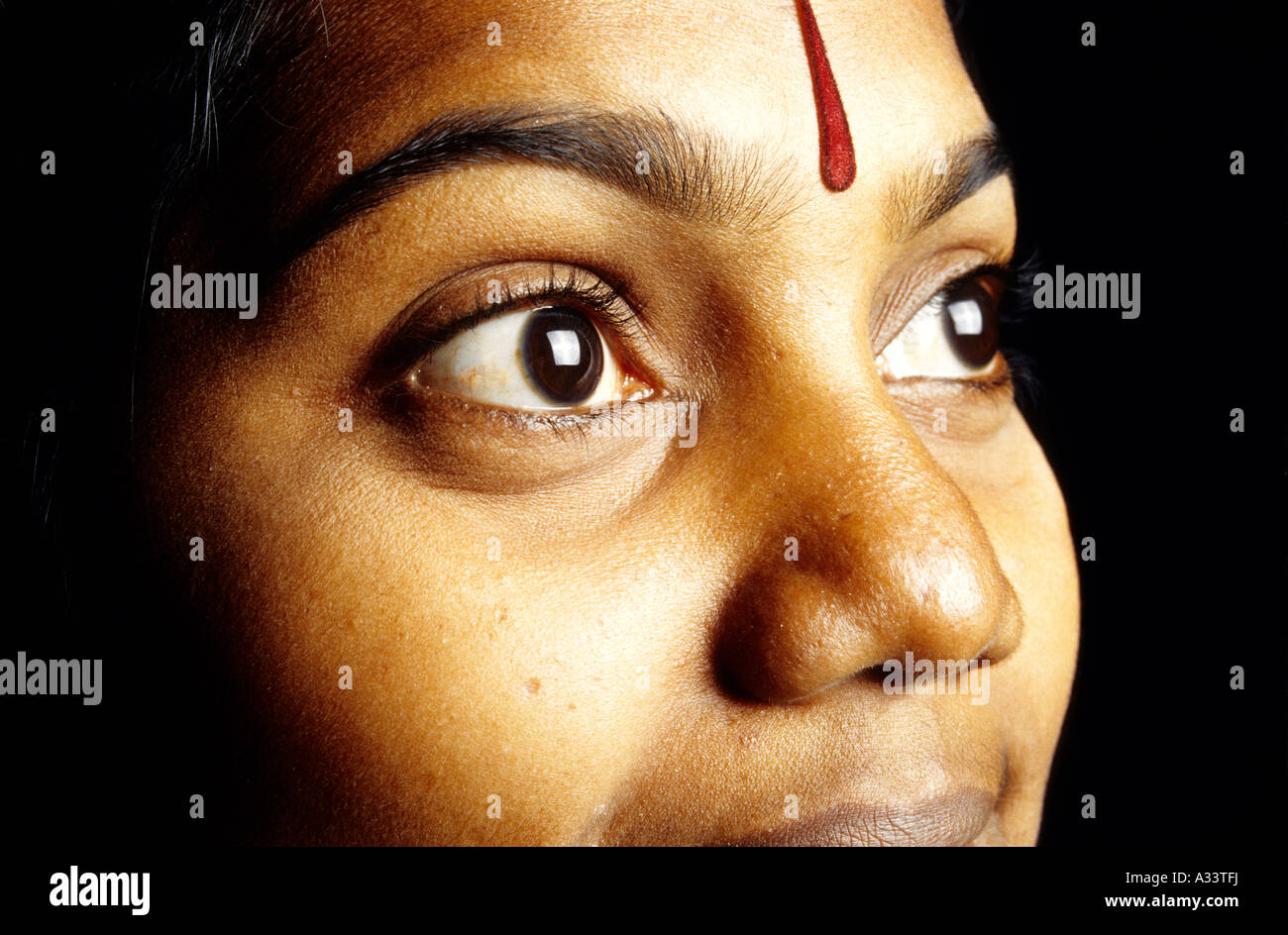 Le espressioni facciali in Kerala MOHINIYATTAM Foto Stock