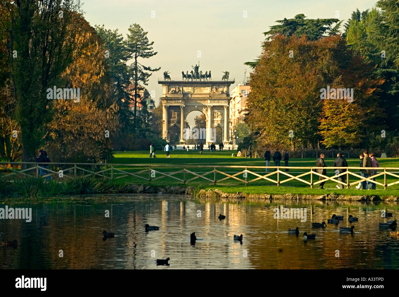 Arco della Pace in Parco Sempione Milano Italia Foto Stock