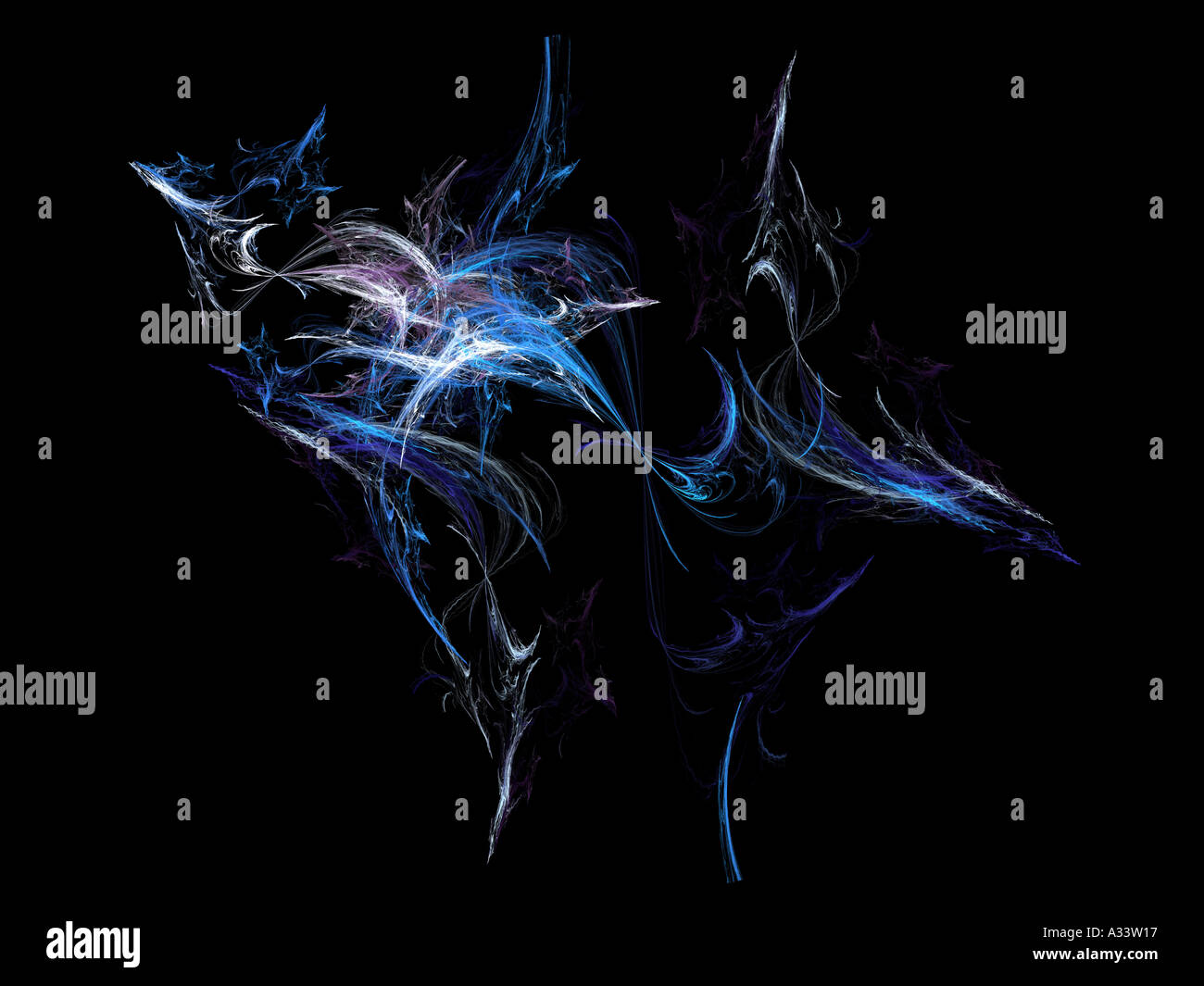 Fiamma - frattale frattale blu abstract contro uno sfondo nero Foto Stock
