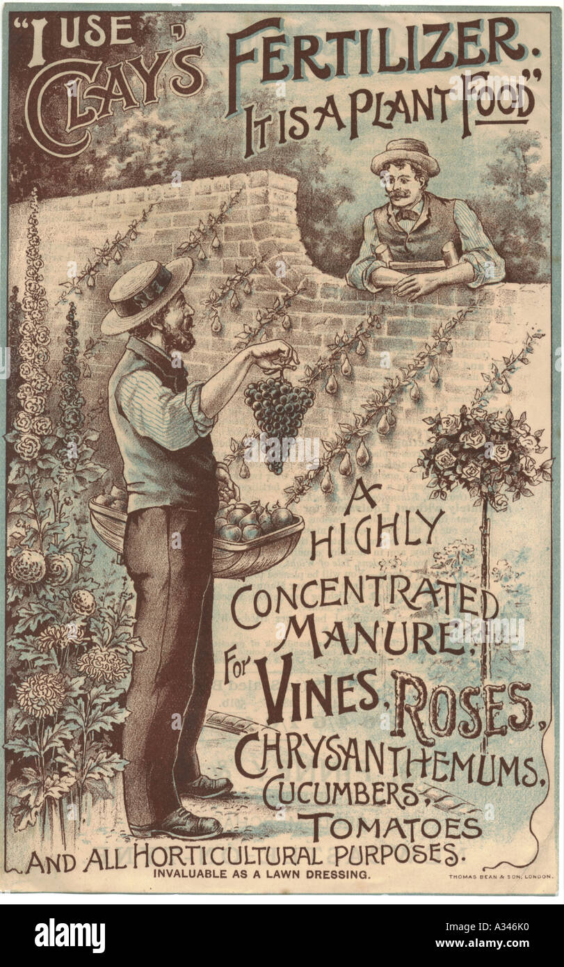 Argilla fertilizzante dell'opuscolo pubblicitario 1890 Foto Stock
