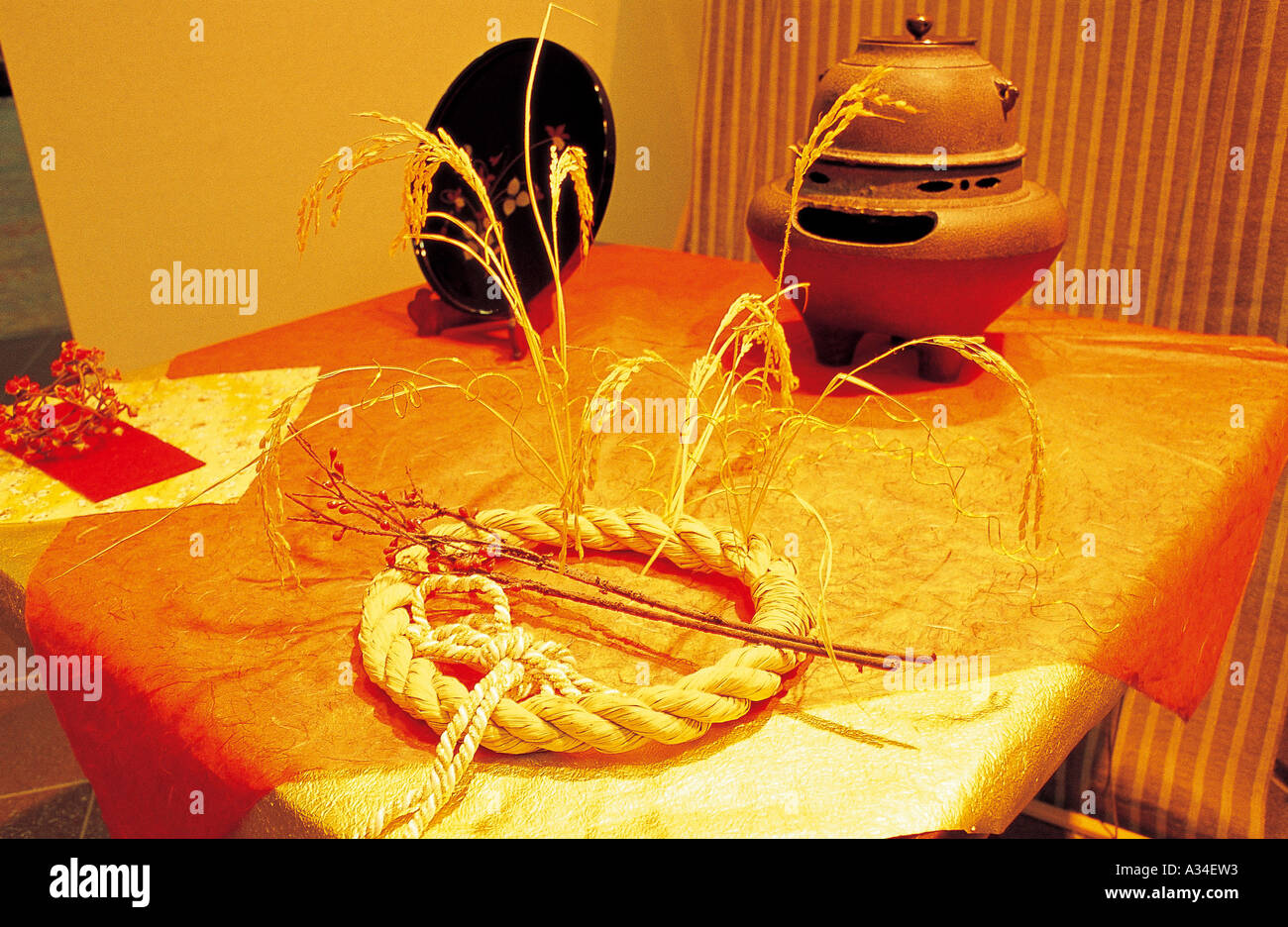 La paglia,impianto,l'erba,jar,tabella,interno,decoration,Ja Foto Stock