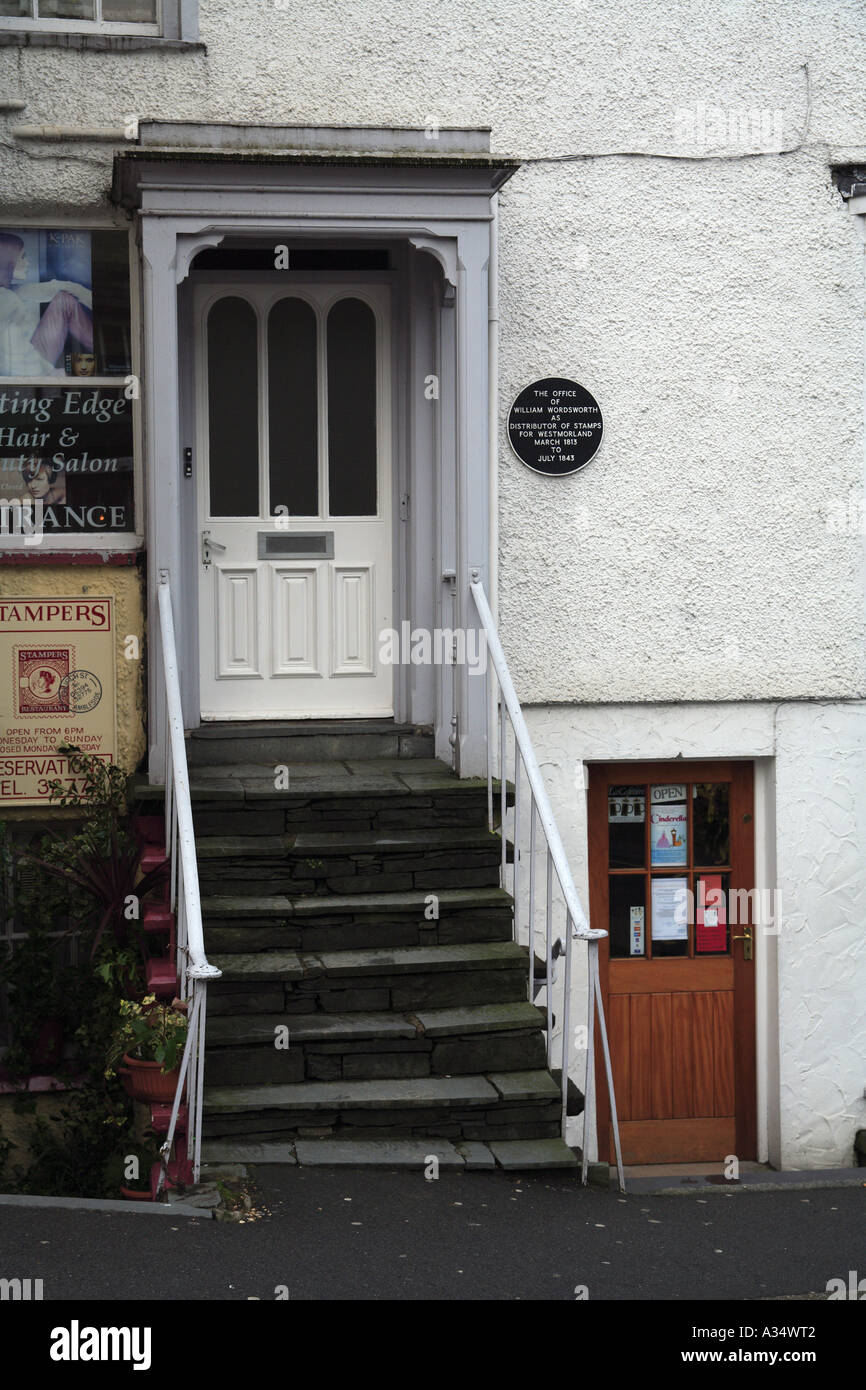 L'ufficio di William Wordsworth come distributore di francobolli 1813 al 1843 in Ambleside Cumbria Regno Unito 2006 Foto Stock