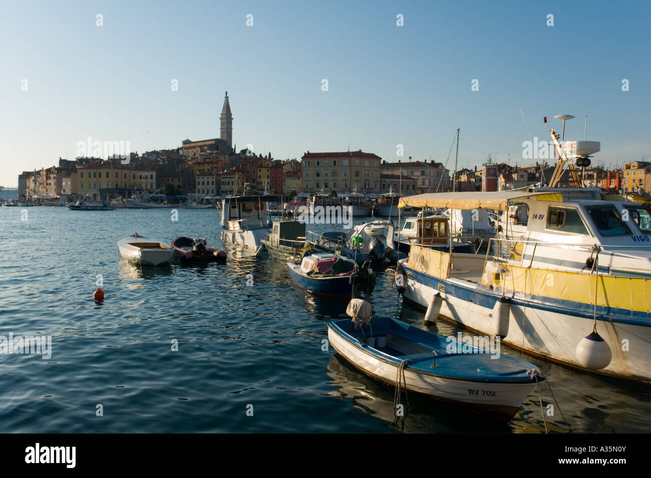 Porto storico di Rovigno a Istra, Croazia, Europa Foto Stock