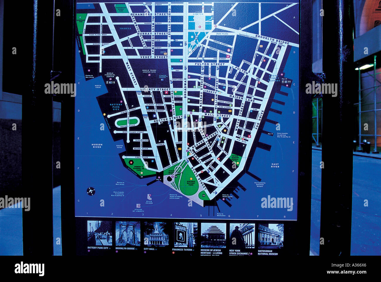 L'America,New York,Manhattan Mappa,Manhattan,all'aperto,e Foto Stock