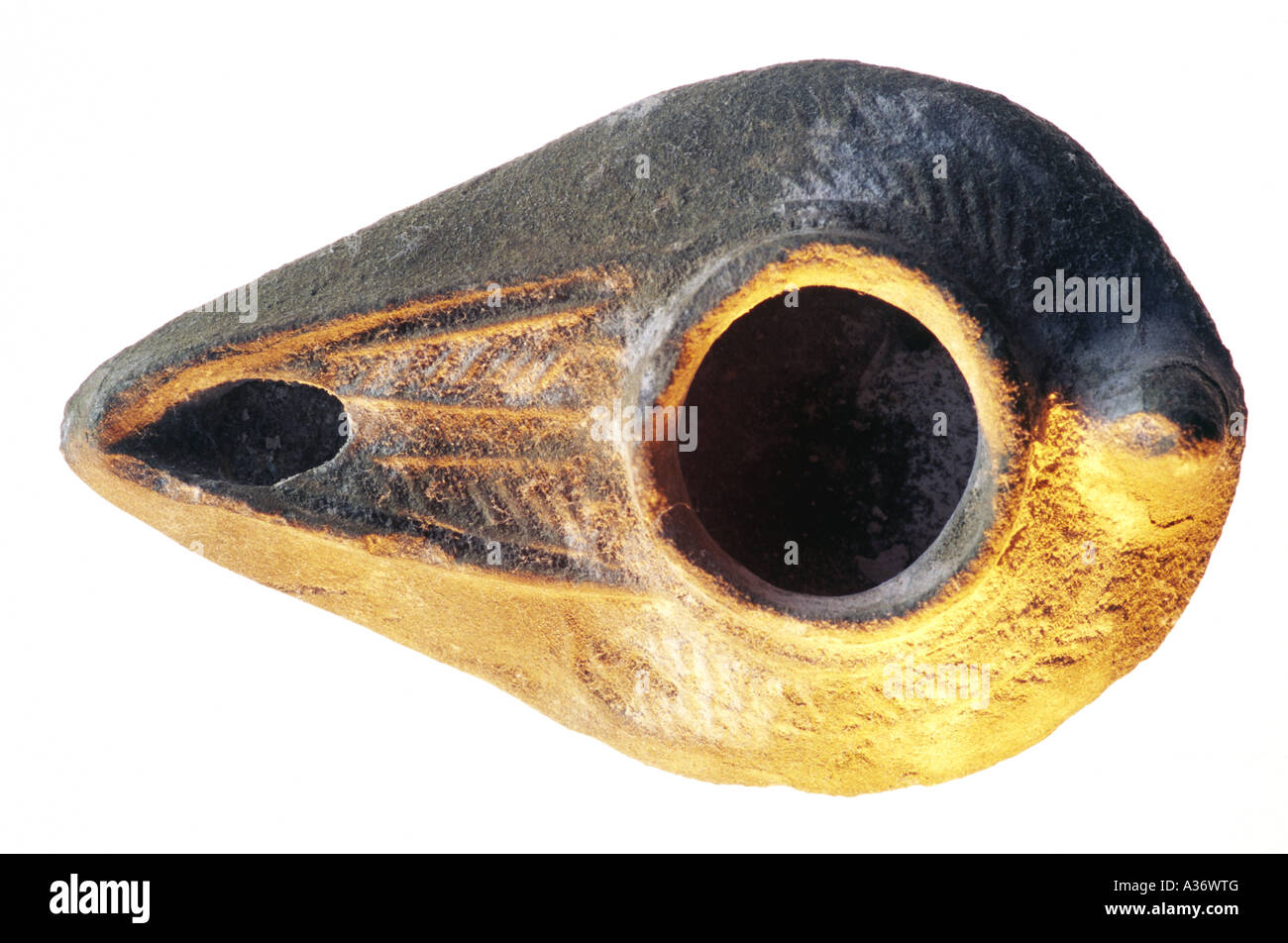 Lampada Ad Olio Romana Antica - Riproduzione In Argilla Per Decorazione Storica - Foto 4