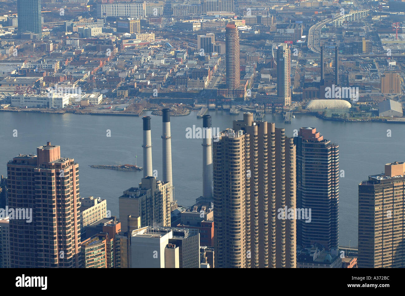 Vista verso Queens da Empire State New York Foto Stock