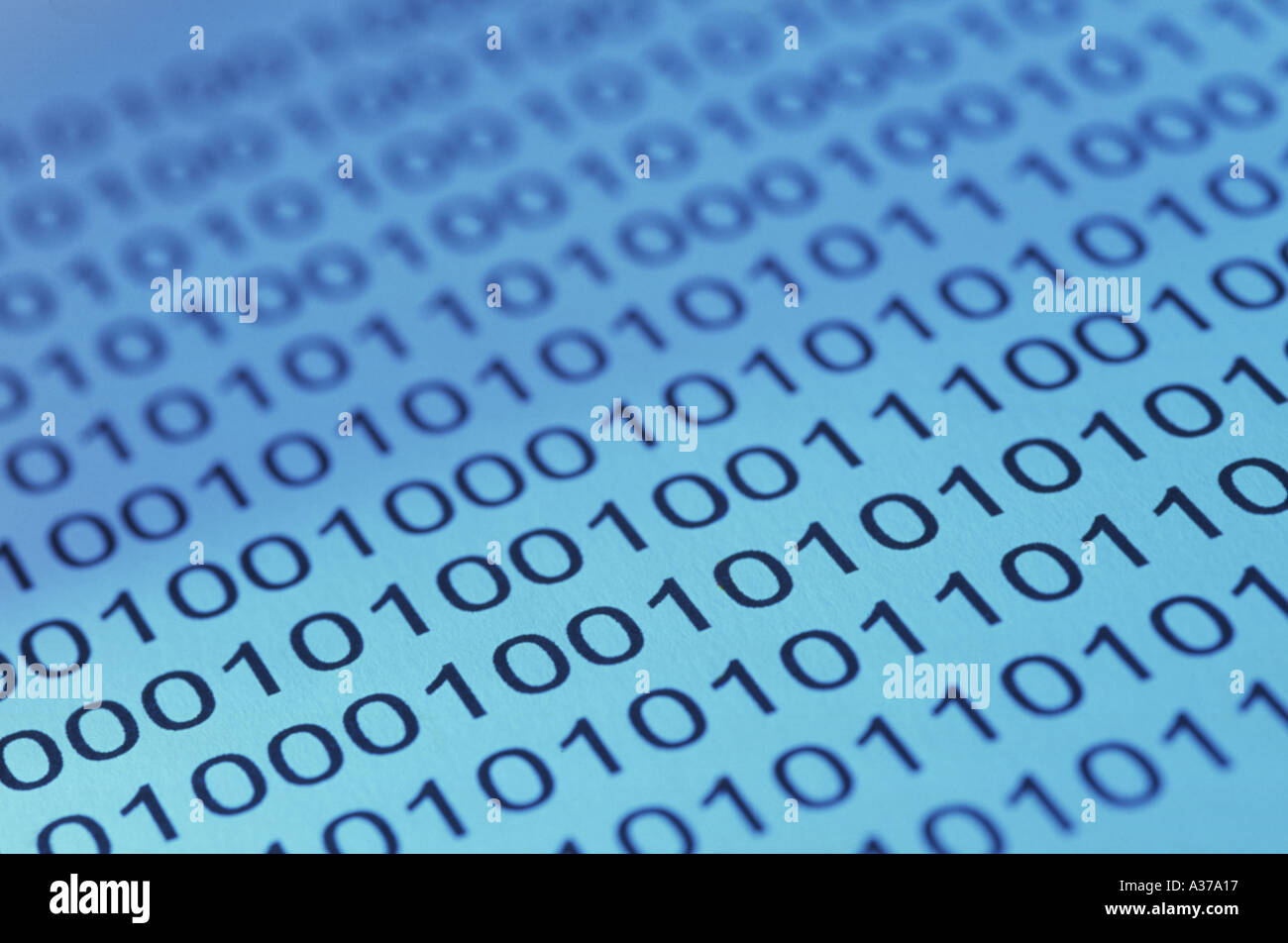Codice binario i numeri su sfondo blu Foto Stock