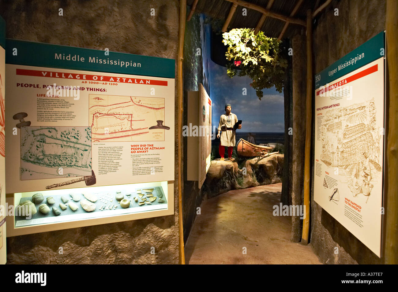 WISCONSIN Kenosha interno del museo pubblico il Wisconsin Storia presentano timeline della storia dello stato display Foto Stock