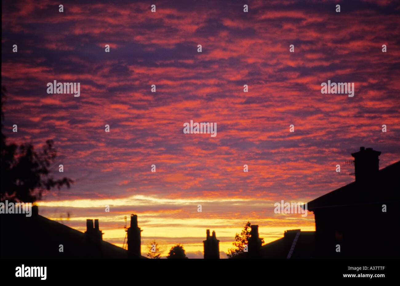 Fortemente underlit nuvole al tramonto Foto Stock