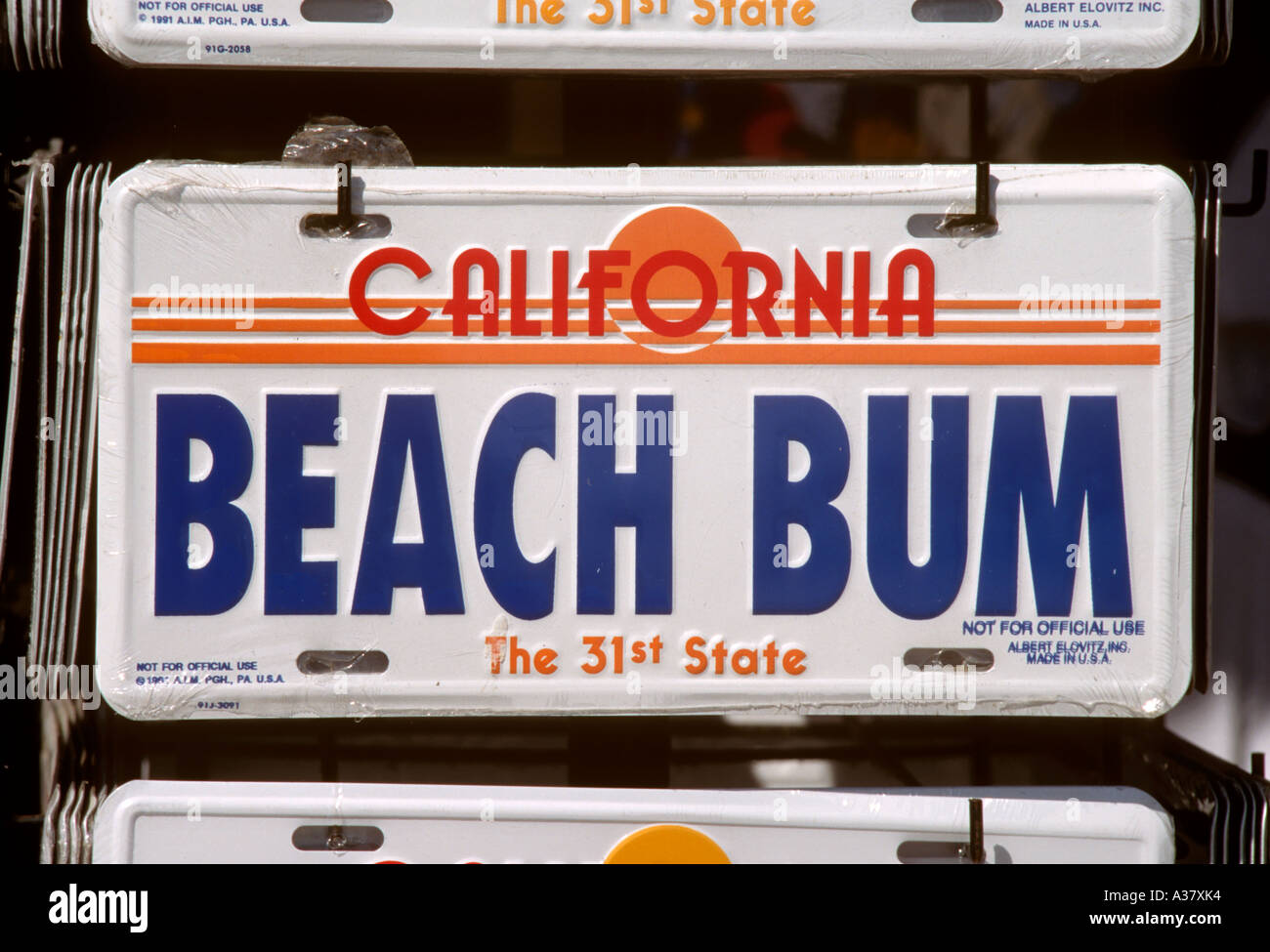 Beach Bum souvenir della targa, Venice Beach, Los Angeles, California, Stati Uniti d'America Foto Stock