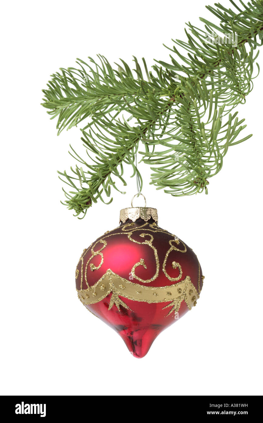 Decorazione per albero di Natale sul ramo di albero Foto Stock