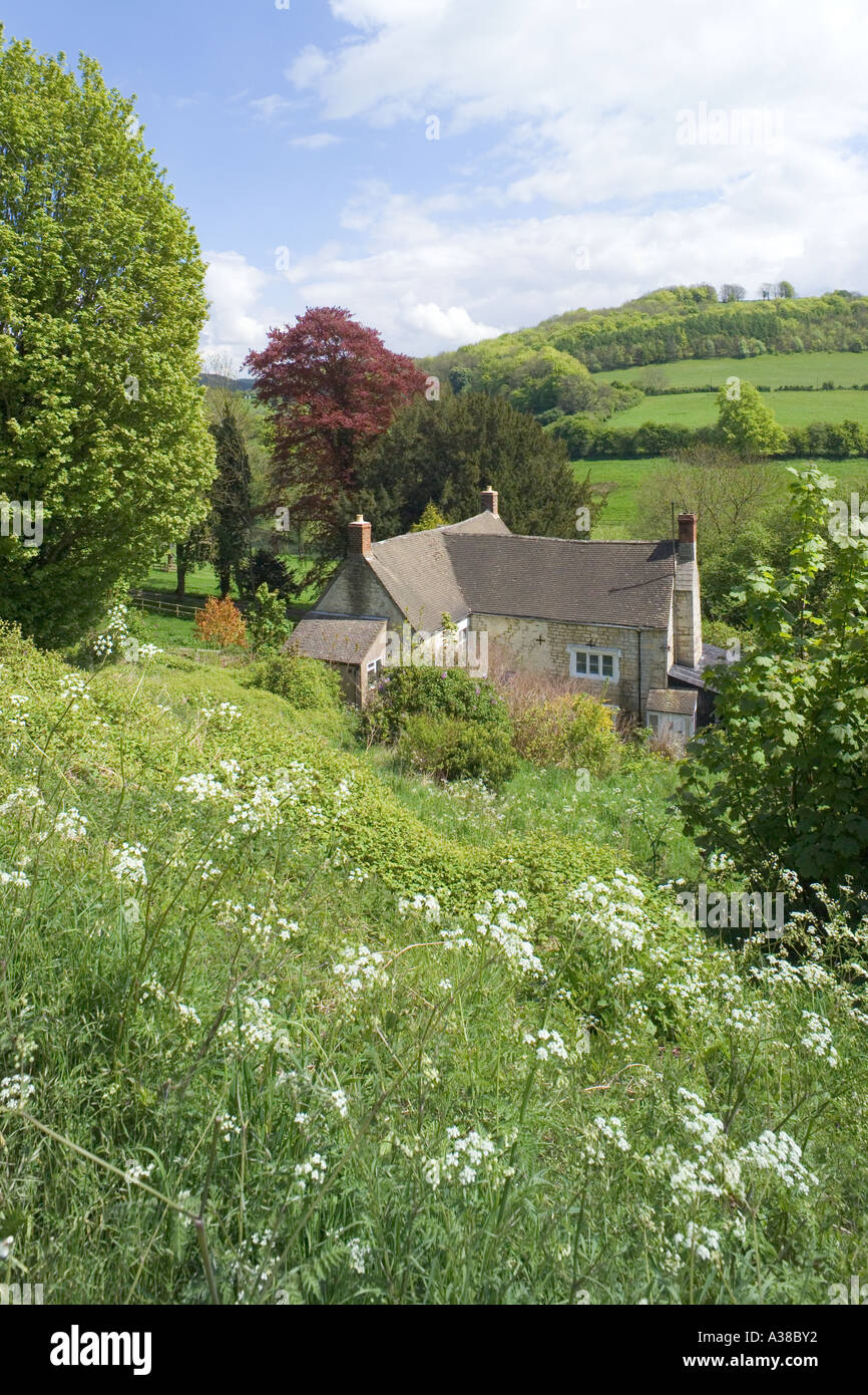 "Rosebank' nel villaggio Costwold di Slad, nel Gloucestershire. La casa d'infanzia di Laurie Lee, autore di "il sidro di mele con Rosie'. Foto Stock