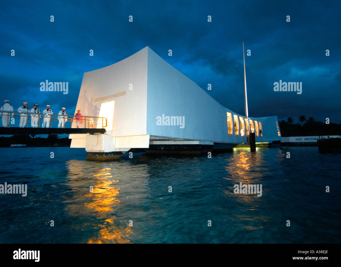 L'Arizona Memorial presso Pearl Harbor, Hawaii Foto Stock
