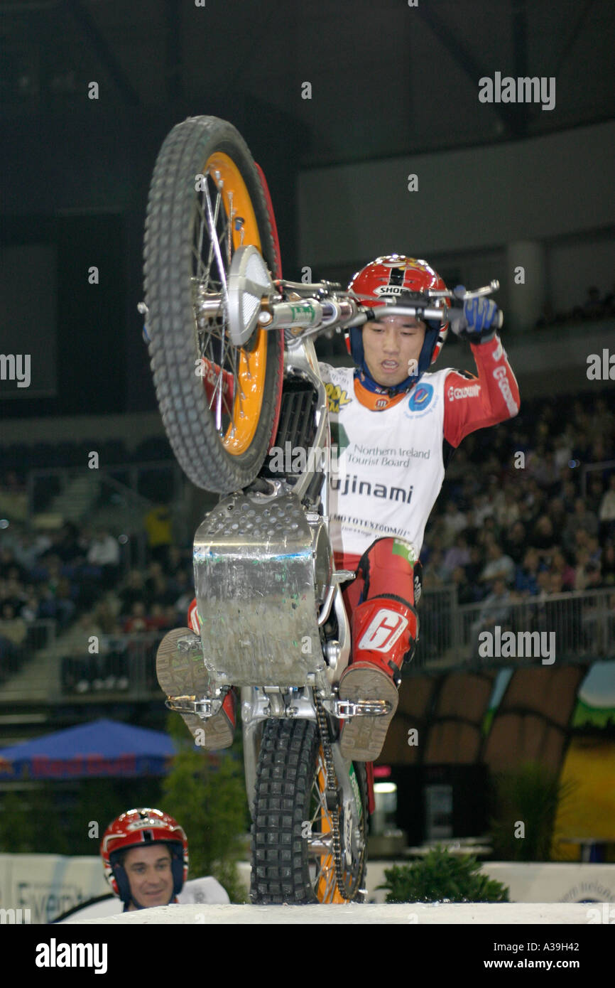 Takahisa Fujinami Mondo FIM trial indoor campionato odyssey arena belfast Irlanda del Nord Foto Stock