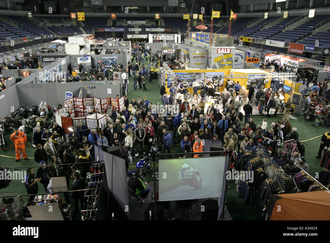 Il motociclo e motorsport visualizza Odyssey Arena Belfast Irlanda del Nord Foto Stock