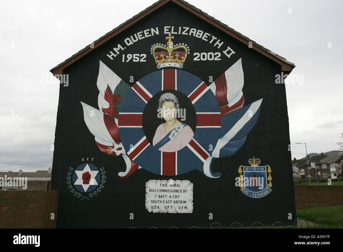 Queen Elizabeth 2 secondo II lealisti carta murale rathcoole newtownabbey County Antrim Irlanda del Nord in orizzontale Foto Stock