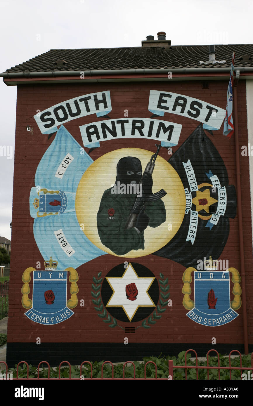 UDA UFF terroristi lealisti carta murale monkstown County Antrim Irlanda del Nord Foto Stock