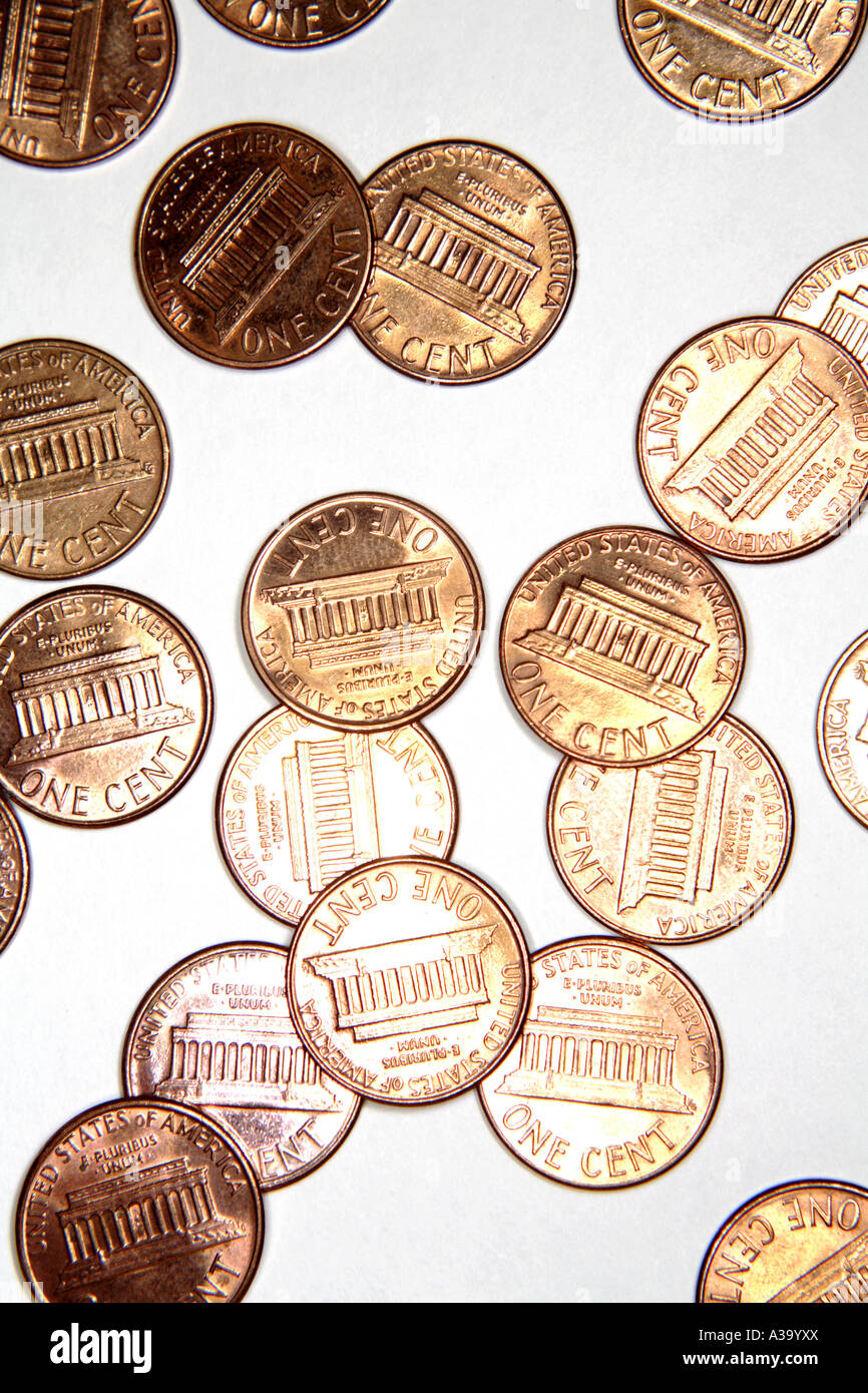 Monete da un cent Foto Stock